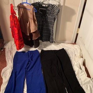New York & Company Lot of Pre-owned Dress Pants (Sz 2P) and Tops (Sz XS)